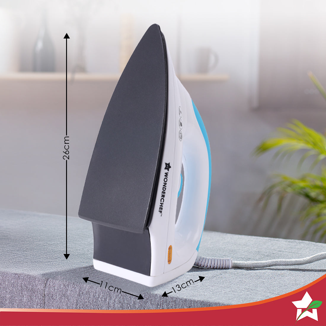 Swift Dry Iron | 1000W | Non-Stick Coated Sole Plate | Button Groove | Precision Tip | Temperature Control Dial | Quick Heating | Light and Compact Design | 2 Years Warranty