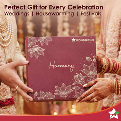Harmony Premium Stainless-Steel Dinner & Pooja Gift Set | Plates, Bowls, Glasses, Spoons, Pooja Thali, Diya & Agarbatti Stand | Elegant Red Gift Box for Weddings, Festivals, Housewarmings