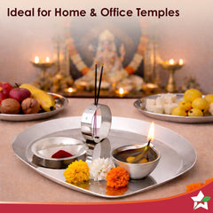 Harmony Premium Stainless-Steel Dinner & Pooja Gift Set | Plates, Bowls, Glasses, Spoons, Pooja Thali, Diya & Agarbatti Stand | Elegant Red Gift Box for Weddings, Festivals, Housewarmings