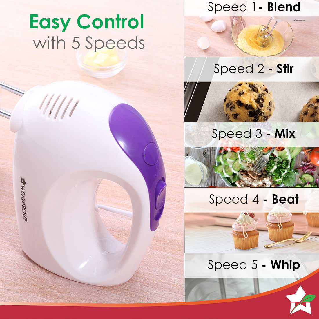 Acura Plus 200 W Electric Hand Mixer I 5 Speed Option | 2 Years Warranty | White