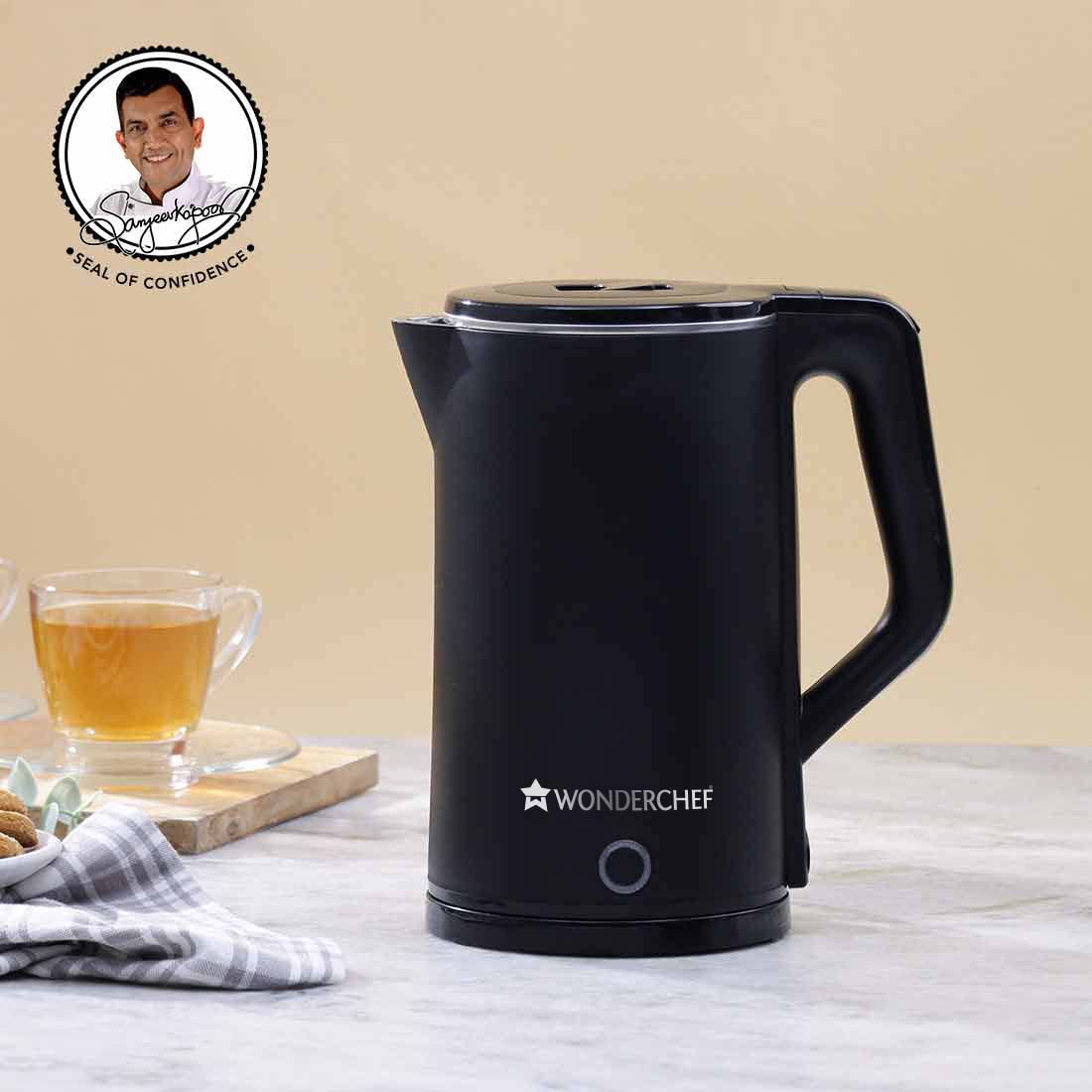 Cool-Touch Electric Kettle | 1.8L Capacity | 1300W | Double Walled Stainless Steel | Auto Shut-Off | Black | 1 Year Warranty