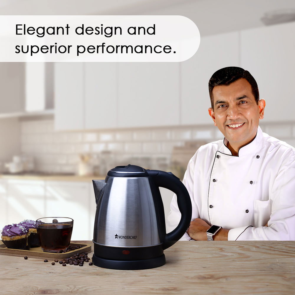 Crescent Electric Kettle | 1.5 Litres | 1350W | Stainless Steel Body | 2 years Warranty