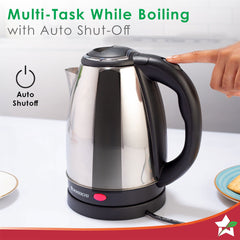 Crescent Electric Kettle | 1.8L Capacity | 1350W | Stainless Steel Body | Safety Locking Lid | 2 Year Warranty