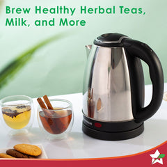Crescent Electric Kettle | 1.8L Capacity | 1350W | Stainless Steel Body | Safety Locking Lid | 2 Year Warranty