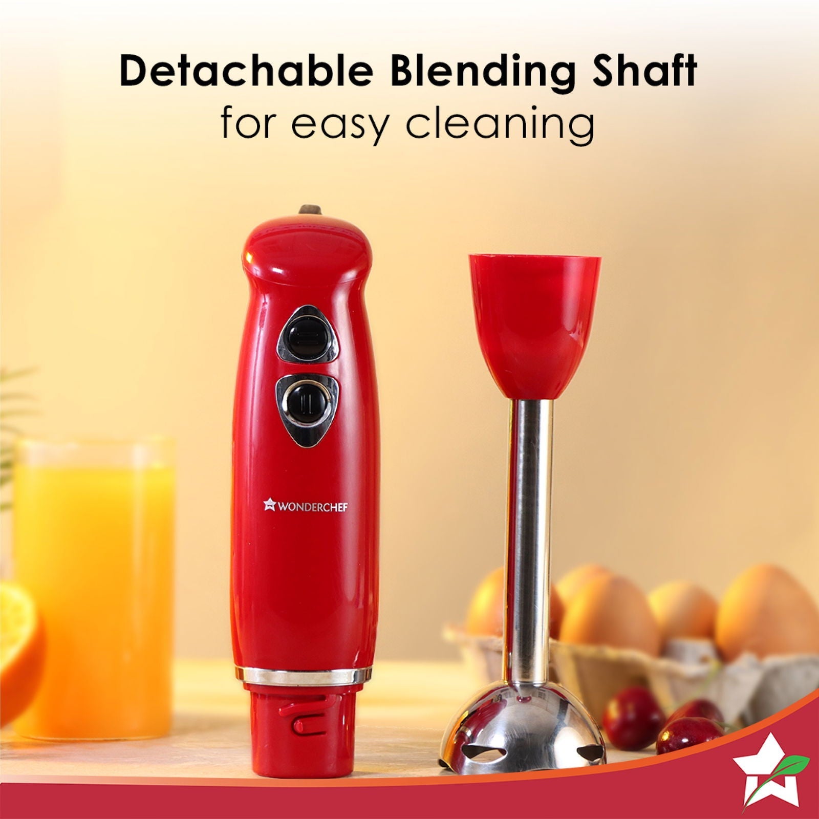 Crimson Edge 400 W Electric Hand Blender | Powerful & Silent Motor | Portable | Easy Control Grip | Hot & Cold Blending | 2 Speed Selection | Anti Rush Sharp Stainless Steel Blades | Detachable stem | 2 Years warranty | Red