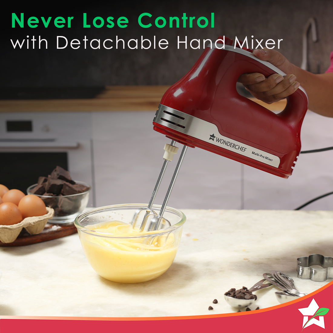 Crimson Revo Stand Mixer and Beater with 5 Speed Settings | Rotating Head Technology | 4.5L SS Bowl | 300 Watt Powerful Copper Motor | Mixing Beater, Dough Hook Attachments & Spatula | Ideal for Home Cooks & Professional Bakers | 2 Year Warranty | Red