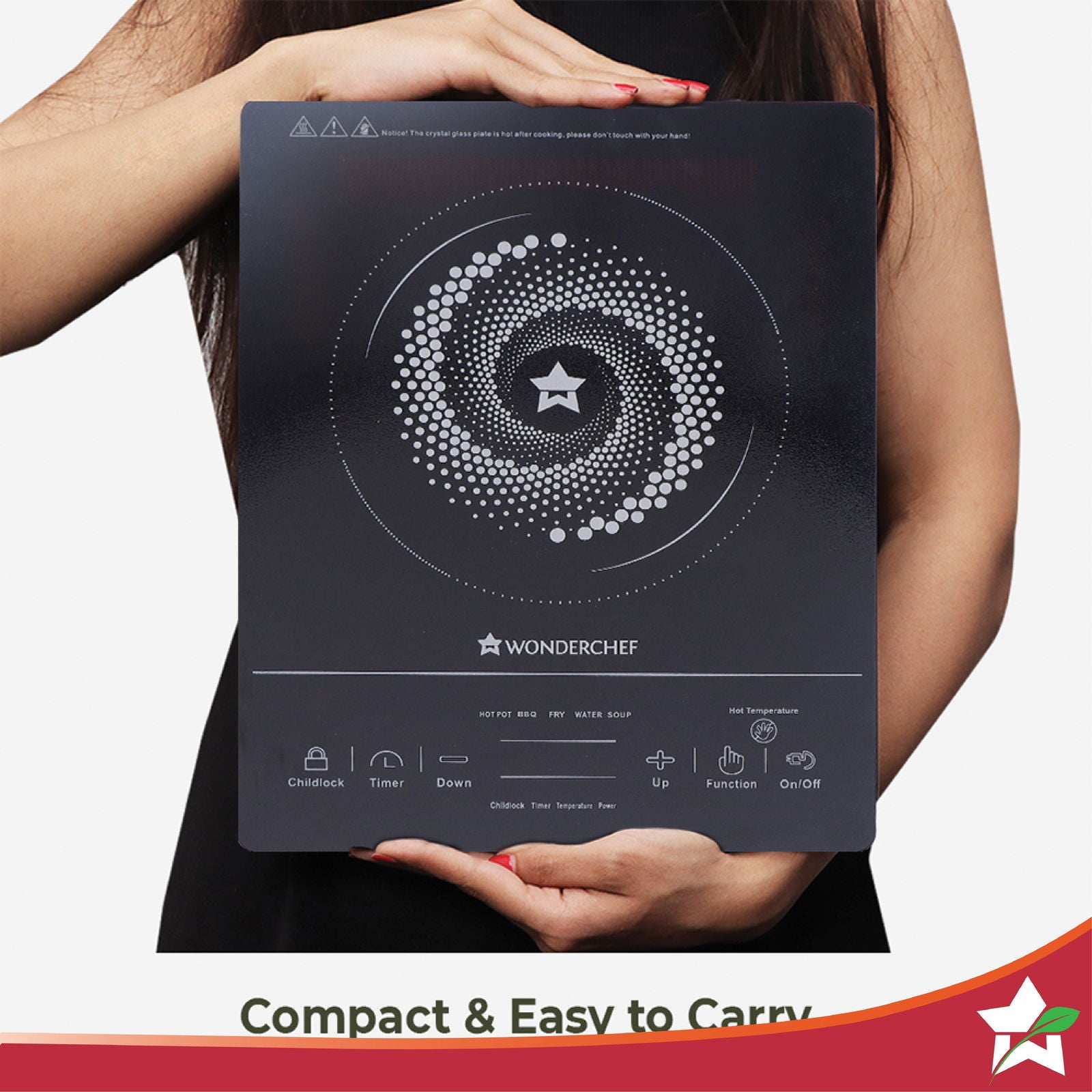 Easy Cook Hot Plate Infrared Cooktop with Feather Touch Control & Child Lock Feature | 2000 Watt | Crystal Glass Top Surface | LED Digital Panel | Smart Touch Buttons | 2 Year Warranty