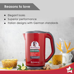 Electric Kettle Crimson Edge, 1.7 Litres, Stainless Steel, With Auto-Shut Off, 2-Level Safety, Cool-Touch, 1 Year Warranty, 1800W, Red
