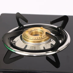 Glory 2 Burner Glass Gas Stove, Stainless Steel Drip Tray, Black Toughened Glass with 2 Year Warranty, Manual Ignition Gas Stove