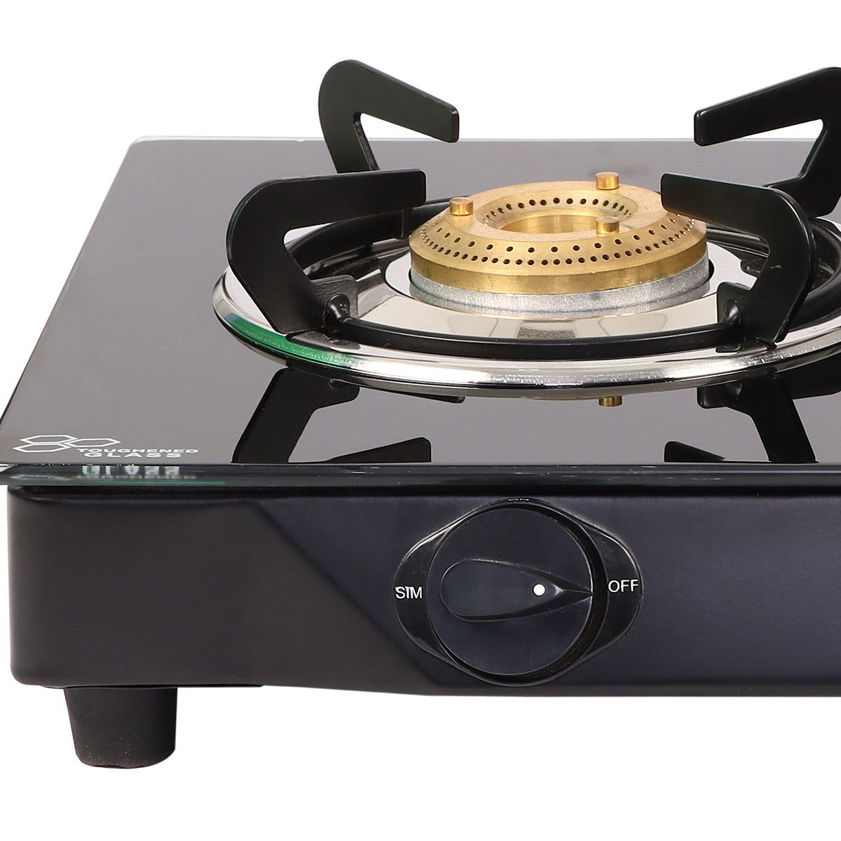 Glory 2 Burner Glass Gas Stove, Stainless Steel Drip Tray, Black Toughened Glass with 2 Year Warranty, Manual Ignition Gas Stove