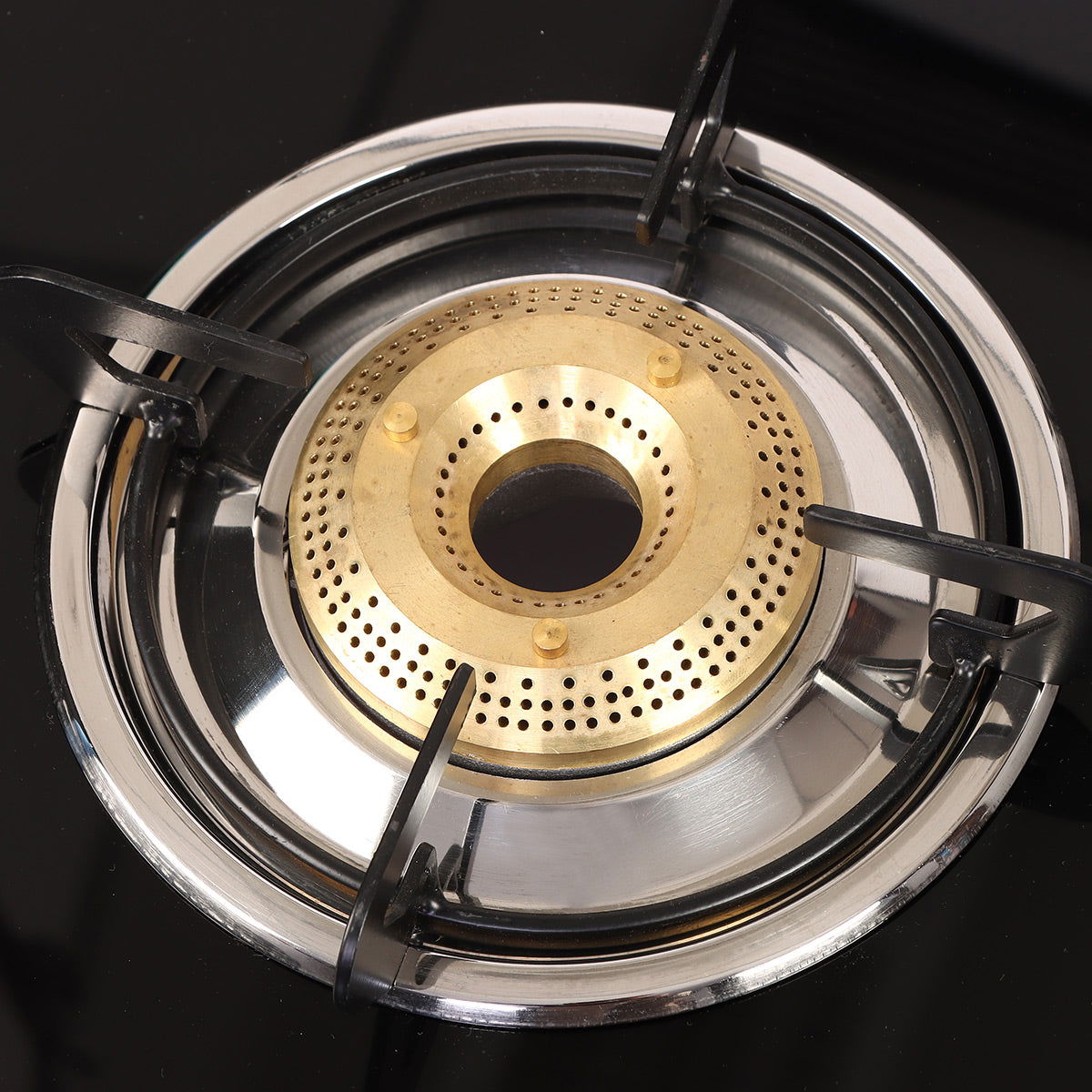 Glory 3 Burner Glass Gas Stove, Black 8mm Toughened Glass with 2 Years Warranty, Ergonomic Knobs, Stainless Steel Drip Tray, Manual Ignition Gas Stove