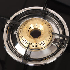 Glory 3 Burner Glass Gas Stove, Black 8mm Toughened Glass with 2 Years Warranty, Ergonomic Knobs, Stainless Steel Drip Tray, Manual Ignition Gas Stove