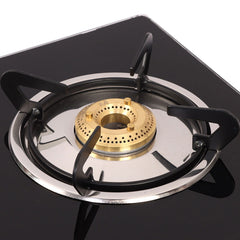Glory 4 Burner Glass Gas Stove, Black 8mm Toughened Glass with 2 Years Warranty, Ergonomic Knobs, Stainless Steel Drip Tray, Manual Ignition Gas Stove