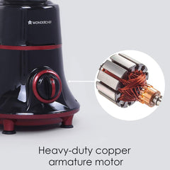 Glory Mixer Grinder, 750 W with 4 Stainless Steel Jars and Anti-rust Stainless Steel Blades, Ergonomic Handles, 5 Years Warranty on Motor