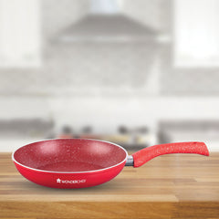 Granite 24 cm Non-Stick Fry Pan | 1.8 L | Red | 5 Layer PFOA Free Non-stick Coating | Compatible on Hot Plate, Hobs, Gas Stove, Ceramic Plate and Induction cooktop | 2 Years Warranty