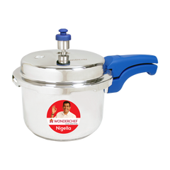 Nigella Induction Base 3L Stainless Steel Pressure Cooker with Outer Lid Blue