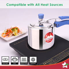 Nigella Stainless Steel 3L Inner Lid Pressure Cooker | 6mm thick bottom | Soft Touch Handles | Induction Friendly | Silver