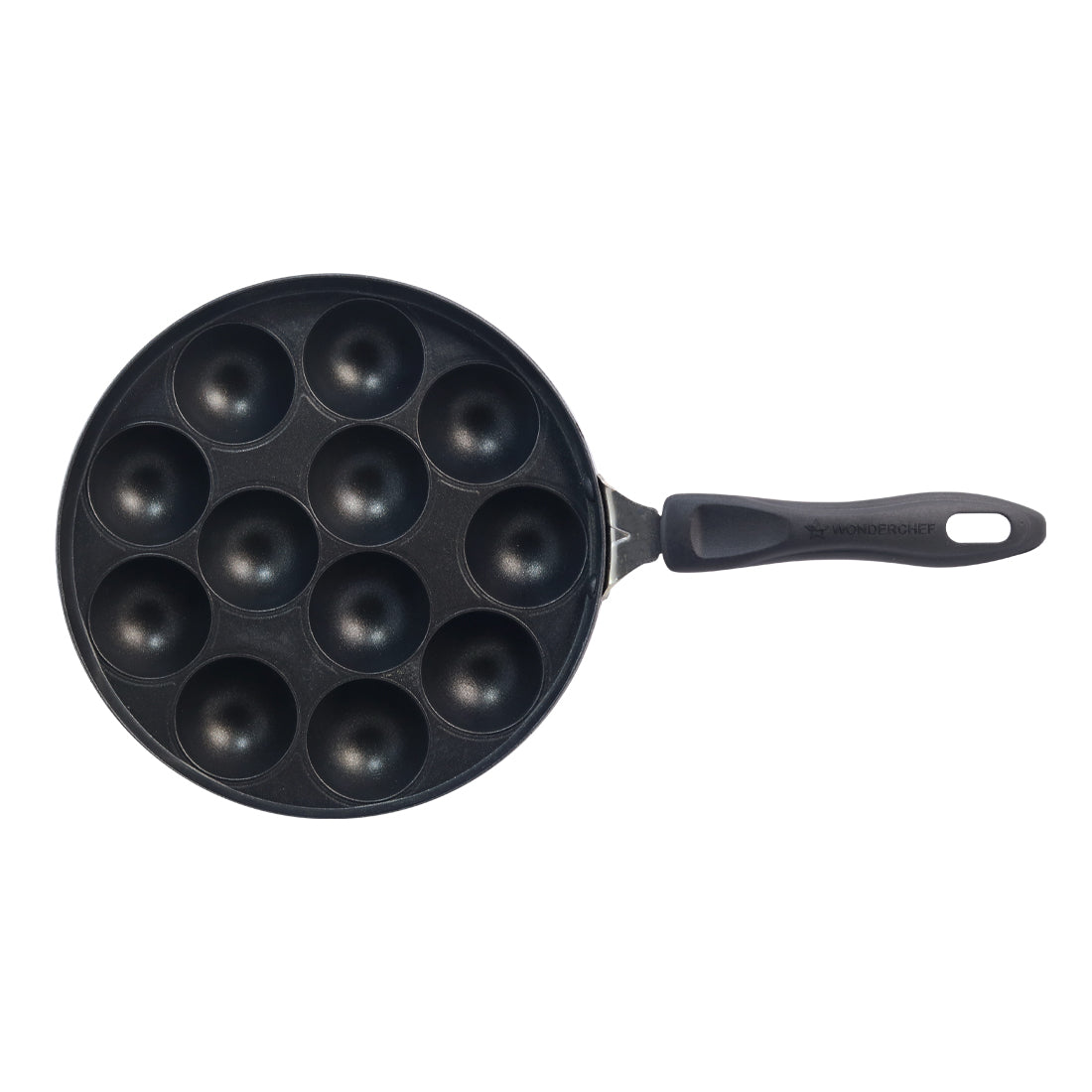 Non-Stick Appa Kara Cookware with 12 cavities | Appachetty 20cm | 1 Year Warranty | Black