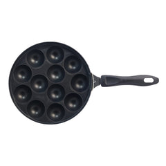 Non-Stick Appa Kara Cookware with 12 cavities | Appachetty 20cm | 1 Year Warranty | Black
