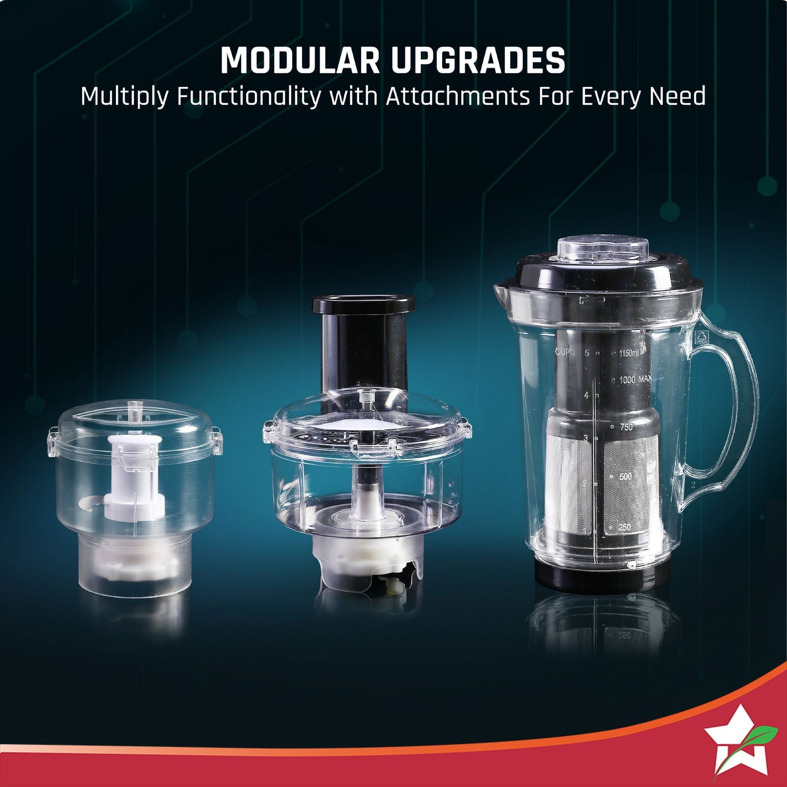Nutri Blend Smart 3 Jar Automatic Mixer Grinder with Dual Pulse Function|22000 RPM|100% Full Copper Motor|3 Unbreakable Jars|500 W|2 Years Warranty|Recipe book by Chef Sanjeev Kapoor| Black