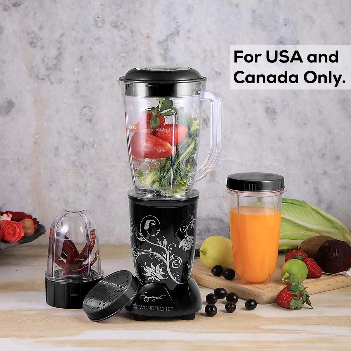 Nutri-blend 300W Mixer Grinder, Blender with 3 Unbreakable Jars in Black, Suitable for USA and Canada Only, SS Blades, High-speed motor, E-Recipe Book By Chef Sanjeev Kapoor