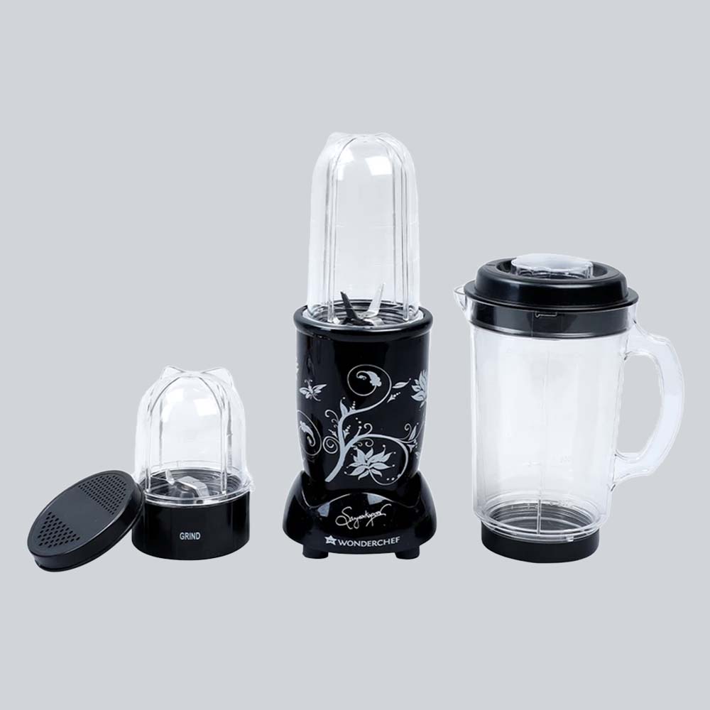 Nutri-blend 300W Mixer Grinder, Blender with 3 Unbreakable Jars in Black, Suitable for USA and Canada Only, SS Blades, High-speed motor, E-Recipe Book By Chef Sanjeev Kapoor