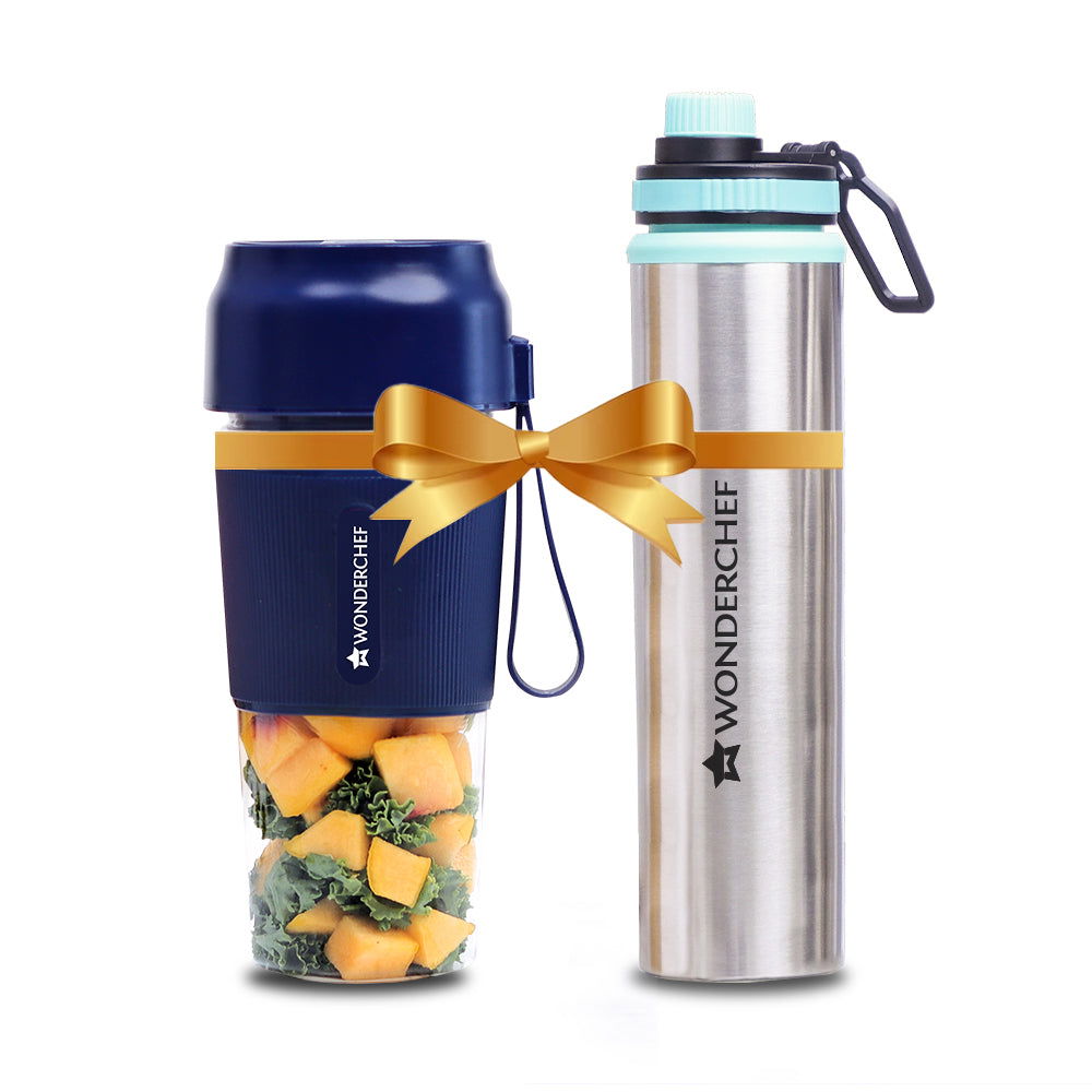 Nutri-cup Portable Blender + Sippy Stainless Steel Bottle, Gift Combo