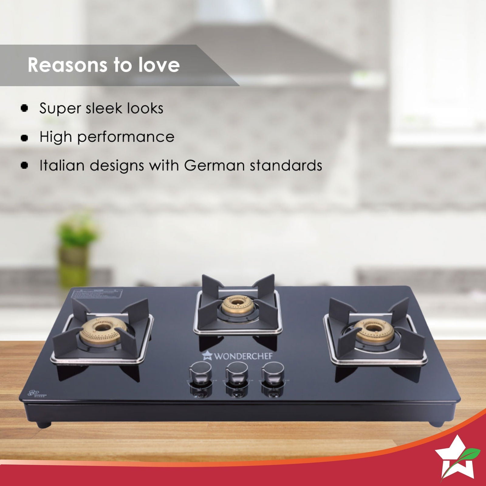 Octavia 4 Burner Glass Hob Top Manual Cooktop | 8mm Toughened Glass | Manual Ignition | Forged Brass Burners | Stainless Steel Drip Tray | Anti-Skid Legs | 2 Year Warranty | Black