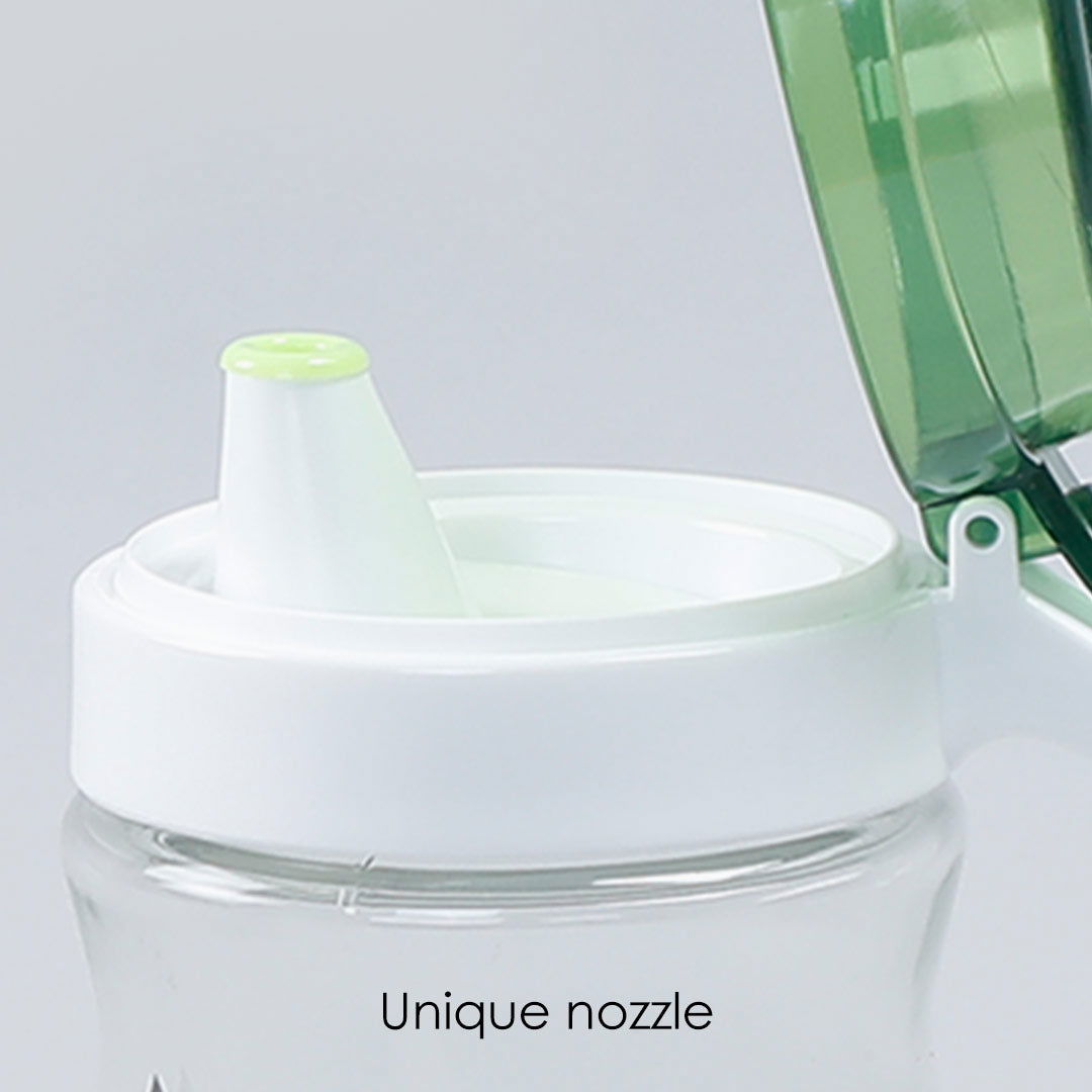 Oil Pourer Glass Bottle for Kitchen, Transparent Oil Pourer and Holder with Green Lid, Accurate Pouring without Wastage, 550ml
