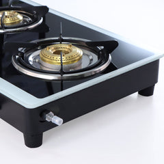 Platinum 3 Burner Manual Glass Gas Stove | 6mm Toughened Glass Gas Stove | Stainless Steel Drip tray | Anti-Skid Legs | Large Pan support | Manual Ignition | Black steel frame | 2 Year Warranty | Black