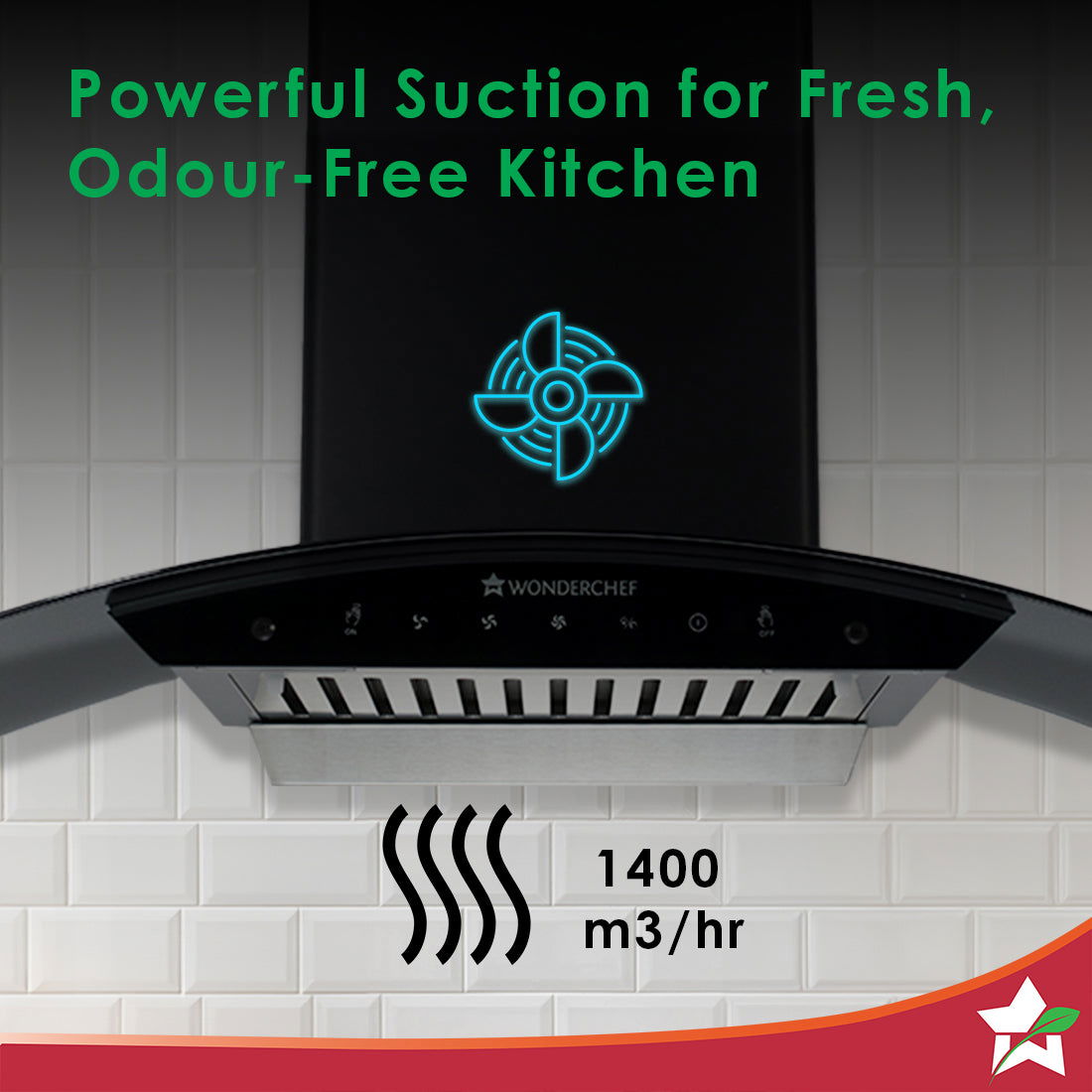 Power Curve Wall-Mount Chimney | Auto Clean Function | 1200M3/H | Suction Capacity | 3 Speed Motion| Gesture and Touch Control | Oil Collector | Low Noise | 90cms | Stainless Steel Baffle Filter | Black