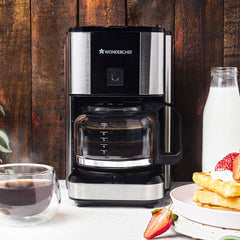 Regalia Brew Coffee Maker 550 W | Stainless Steel Body | 700ml Borosilicate Glass Carafe | Auto Shut Off | Removable Cone Filter | 7 Cups Coffee | Perfect Gifting Option | Black & Silver | 2 Year Warranty