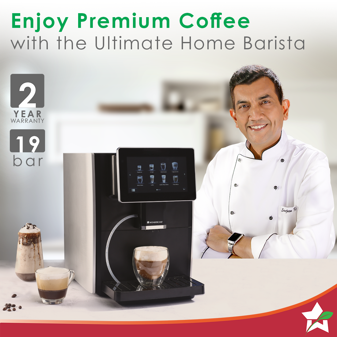Regalia 19 Bar Fully Automatic Coffee Maker | Bean to Cup| 7 Inch Display for Custom Controls | Espresso, Americano, Cappuccino, Latte, Macchiato | 2 Year Warranty