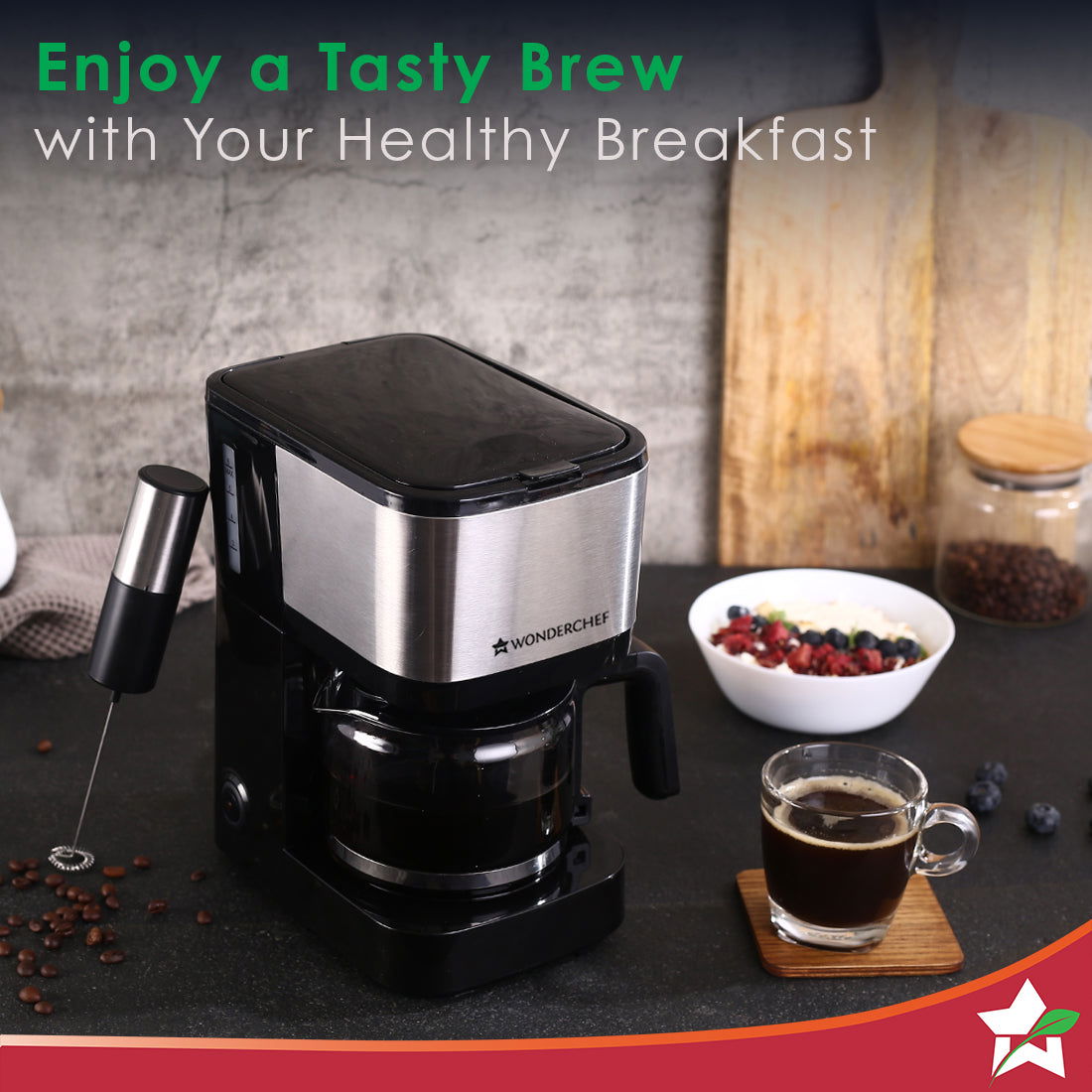 Regalia Pronto Brew Coffee Maker | Drip Coffee | 6 Cups Coffee | 750 ml Borosilicate Glass Carafe with Hot Plate | Anti - Drip|Auto Shut Off | Reusable Conical Filter | 600W | 2 Year Warranty