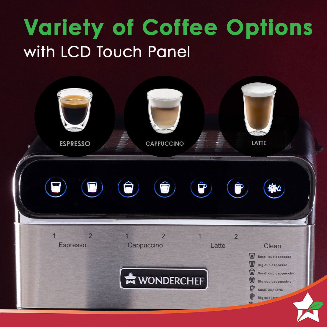 Regenta 20 Bar Automatic Coffee Maker | Espresso, Cappuccino, Latte, Mocha | Auto Frothing | Built-in Milk container | 2 Thermostats | 1.8L Water Tank | 1200W | 2 Year Warranty