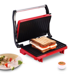 Sanjeev Kapoor Tandoor Mini| Crimson Edge Electric Contact Grill & Sandwich Maker| 3-in-1 Appliance| 700 Watt| Cool Touch Handle|LED Indicator|2 Year Warranty| Red