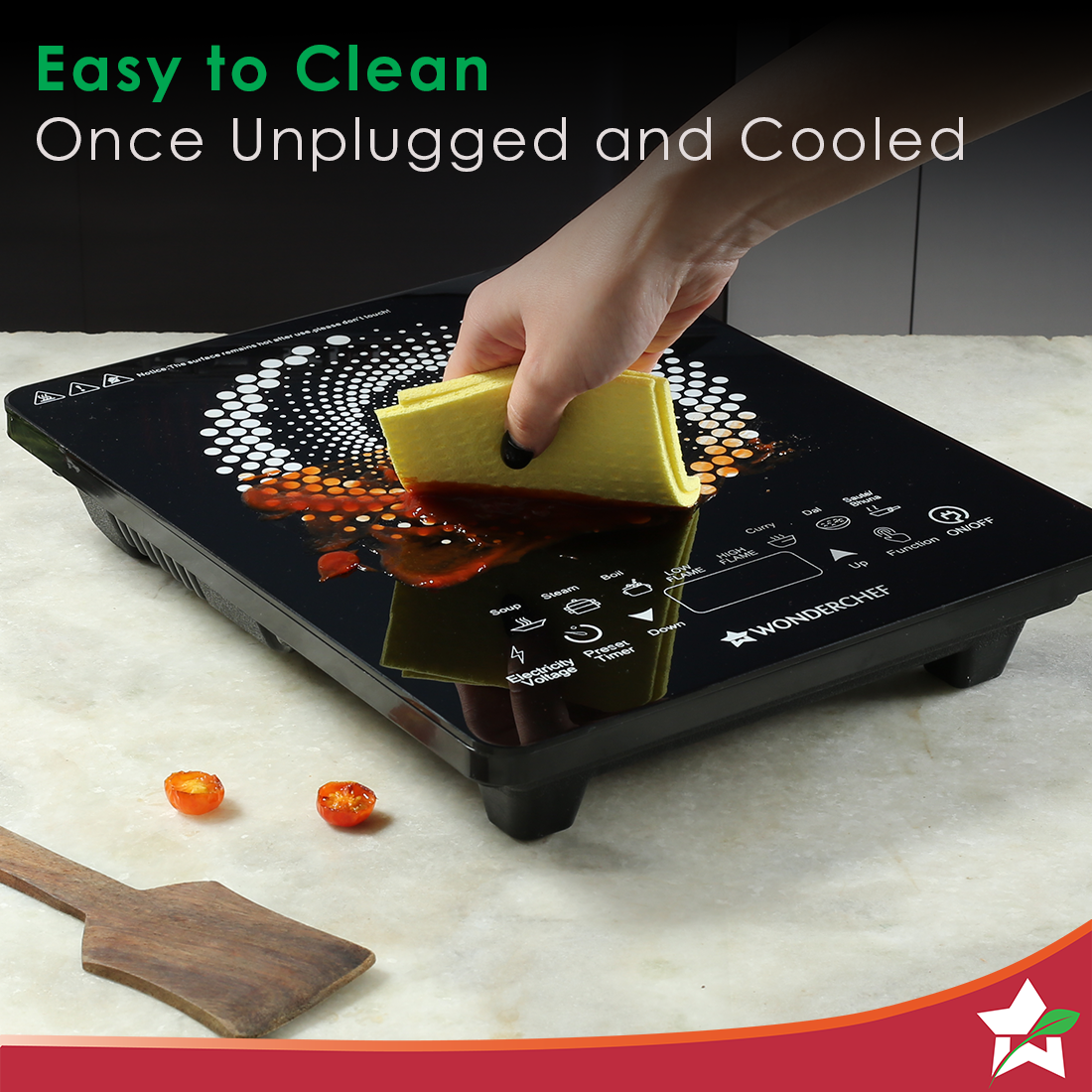 Swift Induction Cooktop with 8 Power Settings|2200 Watt Induction Cooktop| Pre-set Menus for Soups, Curries, Dals, Saute Masala|Crystal Glass Top Surface| LCD Digital Panel | Smart Touch Buttons|Compact & Portable Induction Cooktop| 1 Year Warranty