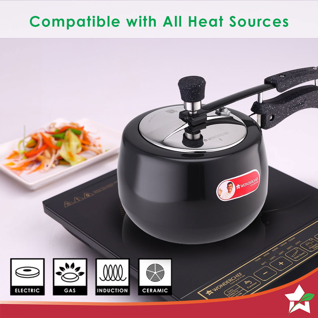 Taurus Hard Anodized 3L Inner Lid Pressure Cooker | Soft Touch Handles for Durability Induction Friendly | Black