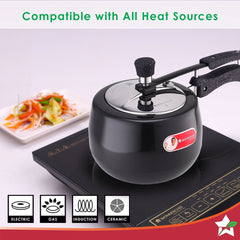 Taurus Hard Anodized 3L Inner Lid Pressure Cooker | Soft Touch Handles for Durability Induction Friendly | Black