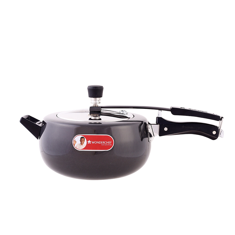 Taurus Hard Anodized 5L Inner Lid Pressure Cooker, SS Lid, Cool Touch Handles for Durability, Induction Friendly, Black, 5 year warranty, ISI Certified