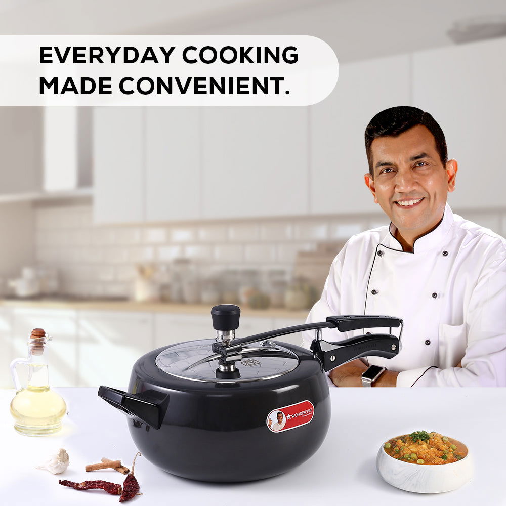 Taurus Hard Anodized 5L Inner Lid Pressure Cooker, SS Lid, Cool Touch Handles for Durability, Induction Friendly, Black, 5 year warranty, ISI Certified