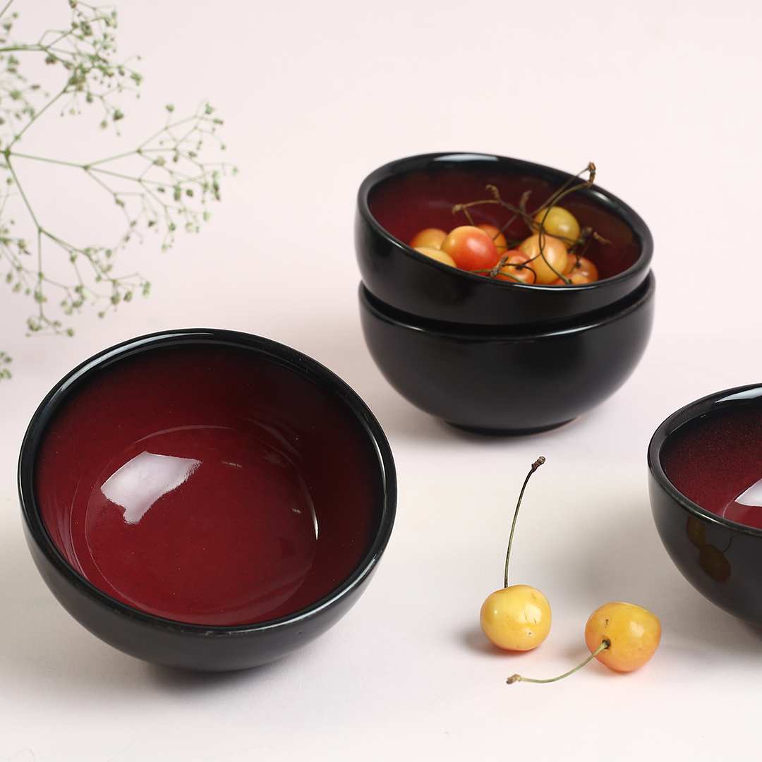 Teramo Red Glaze Veg Bowls Set of 4