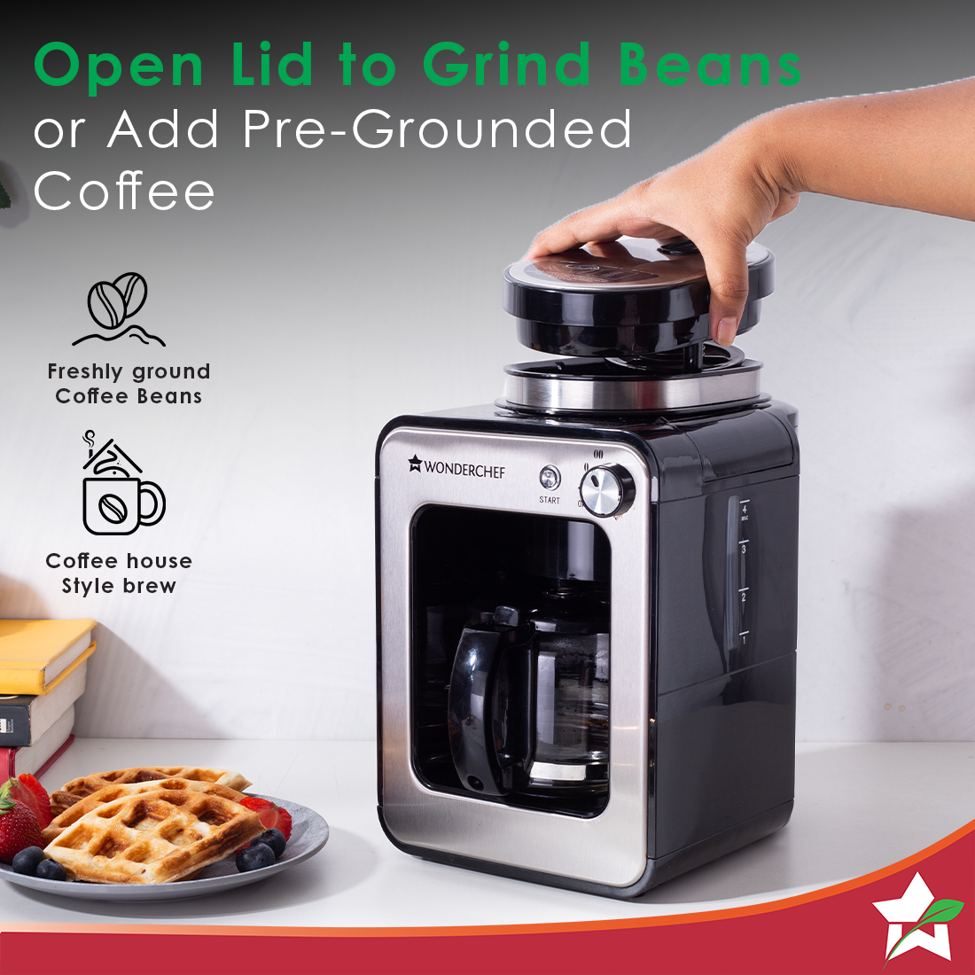 Regalia Bean to Cup 20 Bar Coffee Maker with Built-in Grinder | Espresso, Cappuccino, Latte, Mocha, Cold Coffee |Adjustable Grinding |Adjustable Milk Frothing Steamer | Metal Porta Filter | 2 Thermostats | 1.5L Water Tank |1200W| 2 Year Warranty