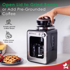 Regalia Bean to Cup 20 Bar Coffee Maker with Built-in Grinder | Espresso, Cappuccino, Latte, Mocha, Cold Coffee |Adjustable Grinding |Adjustable Milk Frothing Steamer | Metal Porta Filter | 2 Thermostats | 1.5L Water Tank |1200W| 2 Year Warranty