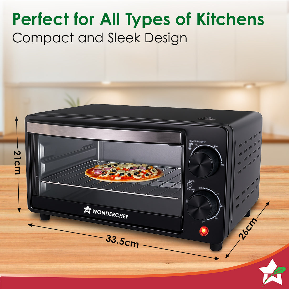 Oven Toaster Griller (OTG) for Kitchen, 10 L, Multi-function, For Baking, Grilling, Roasting, Heat-Resistant Glass, Customised Time & Temperature Control, Easy to Clean, 2-Yr Warranty