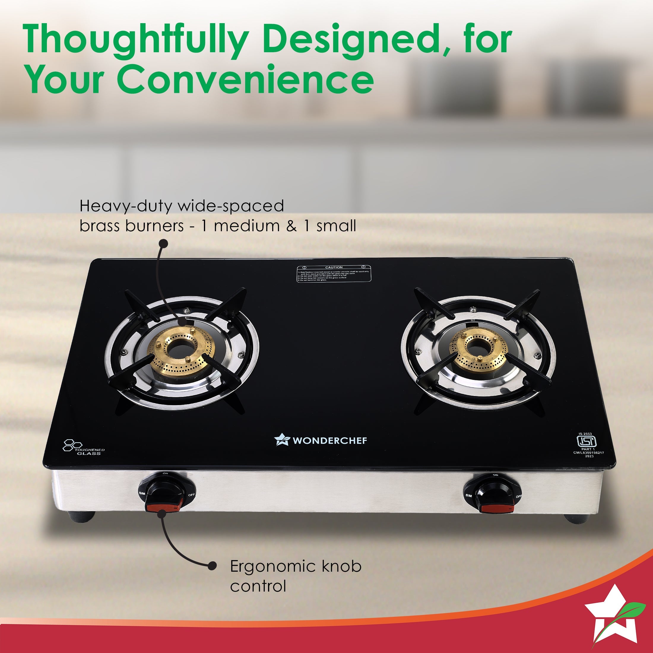 Galaxy 2 Burner Auto Gas Stove | 6mm Toughened Glass | Piezo Auto Ignition | 2 Years Warranty