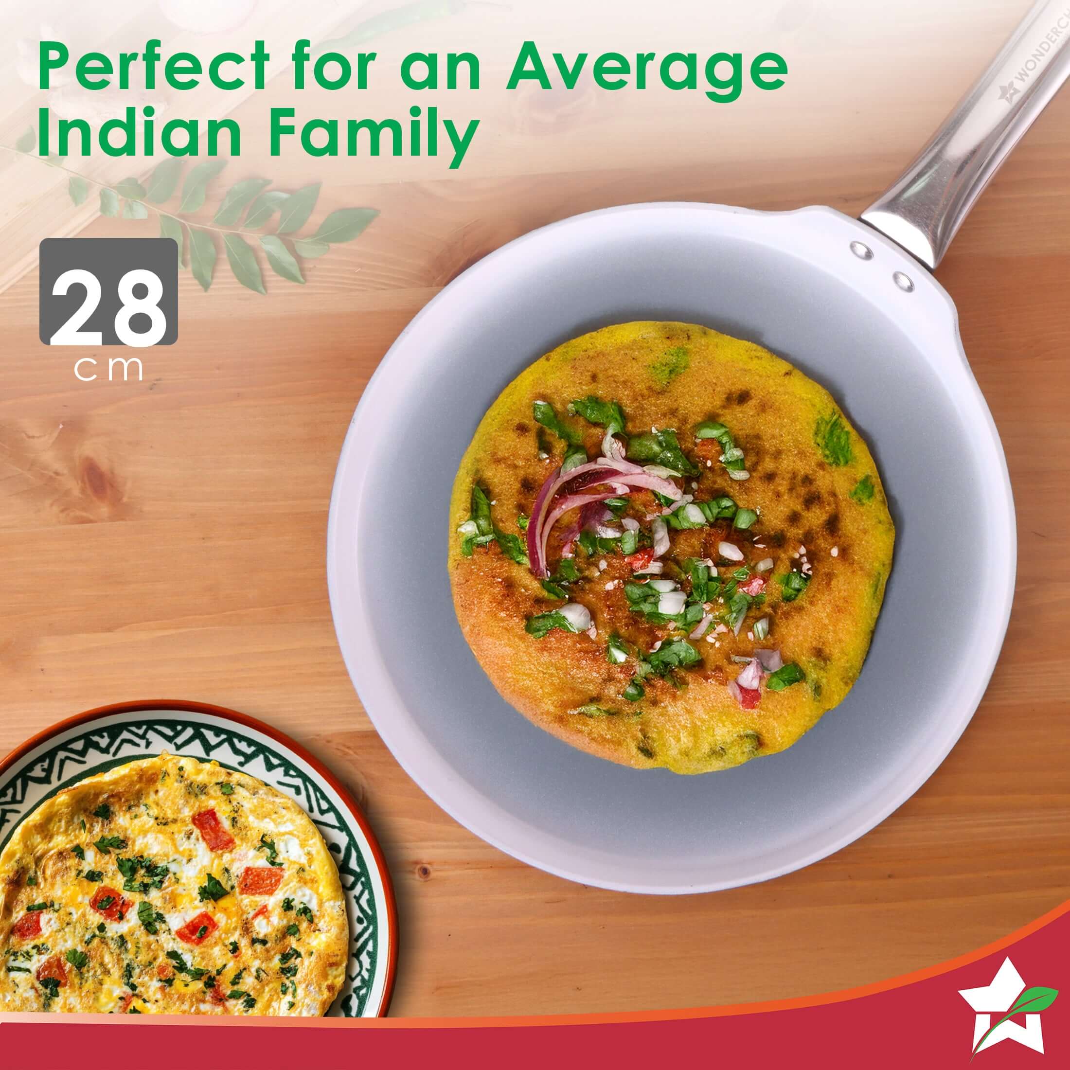 Eco-Glide Ceramic Dosa Tawa 28cm, Non-Toxic, Chemical & PFOA Free, Low Oil Cooking, Scratch-resistant, Stainless-steel Handle, Gas & Induction Compatible, 2-Year Warranty, Grey