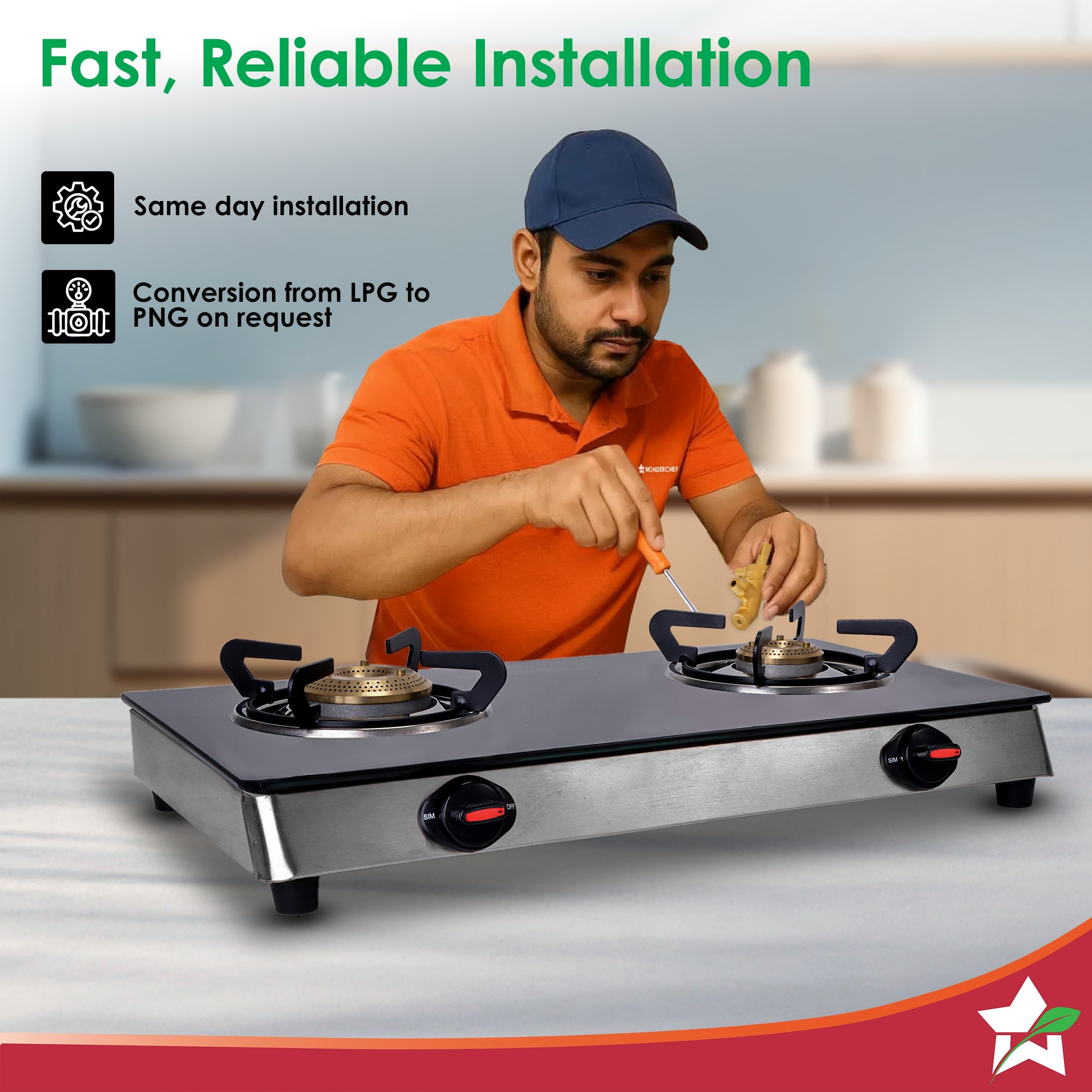 Regal 2 Brass Burner Gas Stove, LPG Gas Stove for Kitchen, ISI Toughened Glass Surface, SS Frame, Spill-proof Design, Ergonomic Knobs, 2-Yr Warranty