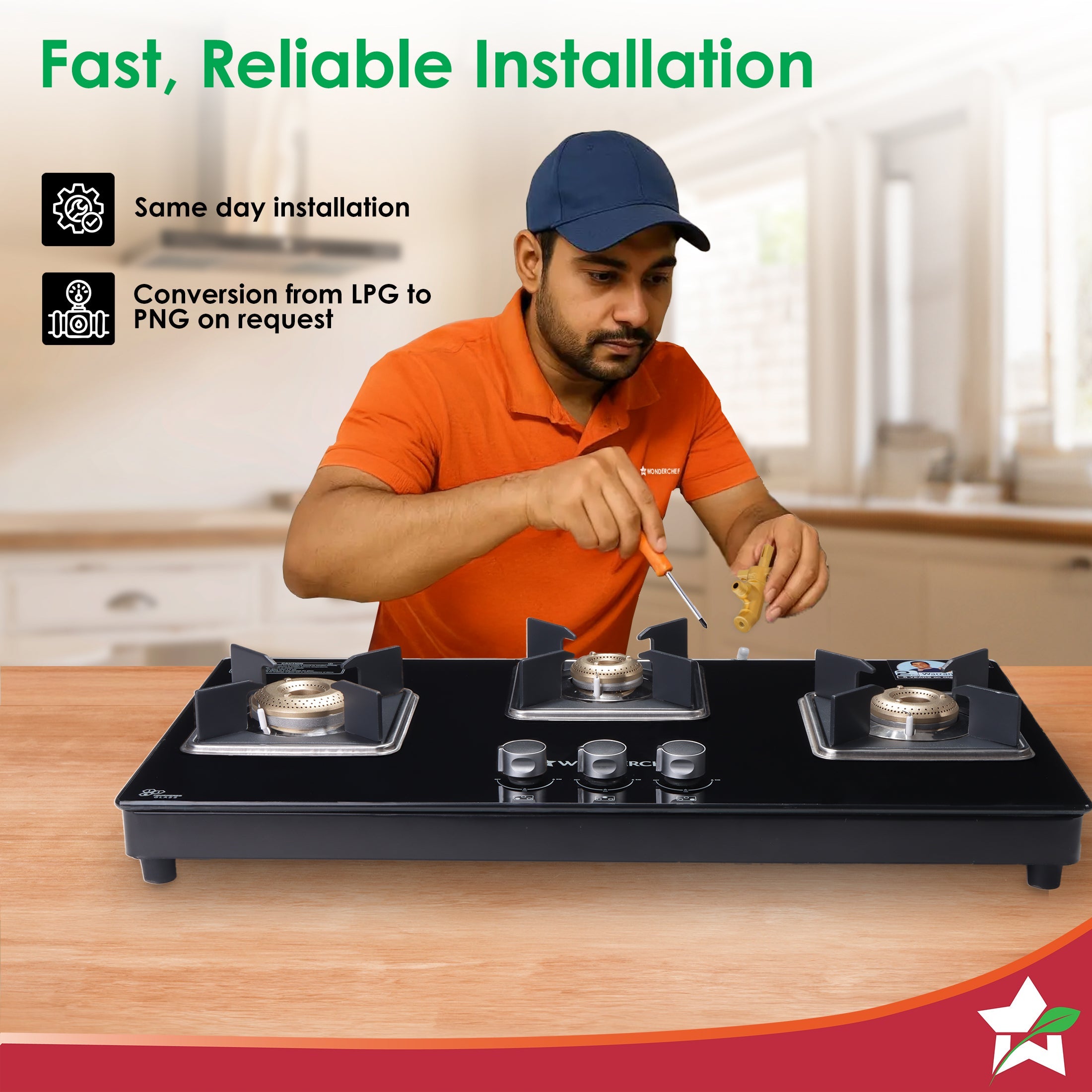 Octavia 3 Burner Glass Hob Top Auto Cooktop | 8mm Toughened Glass | Auto Ignition | Forged Brass Burners | Stainless Steel Drip Tray | Anti-Skid Legs | Large & Heavy Pan support | LPG compatible | Black steel frame | 2 Year Warranty | Black
