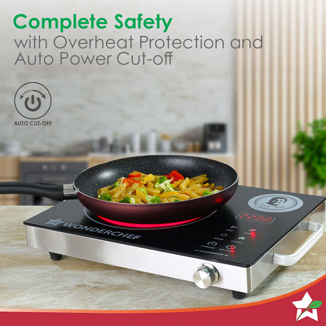 Easy Cook Infrared Cooktop | 2200W | LED Digital Panel | Smart Touch Buttons | 2 Year Warranty